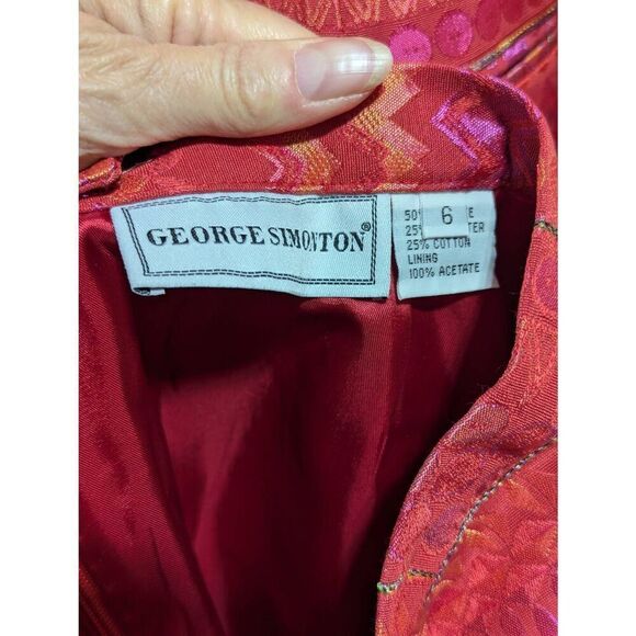 George Simonton Women's Hot Pink Orange Geometric Pattern Rhinestone Buttons Ski - Picture 2 of 13